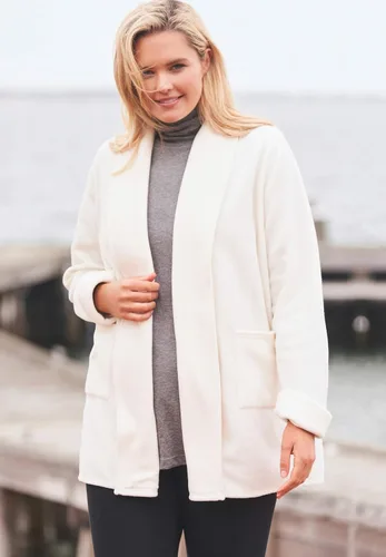 Vista 5 de Woman Within Cárdigan de microforro polar de talla grande con cuello chal chaqueta abierta larga de gran