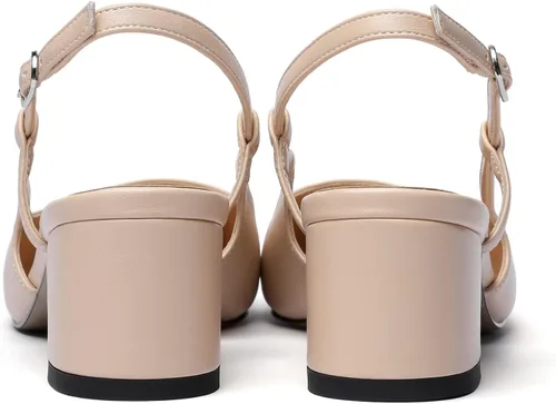 Vista 6 de Eldof Zapatos de tacón de bloque para mujer, tacones cuadrados con correa ajustable, zapatos de vestir de tacón bajo para mujer, boda, fiesta
