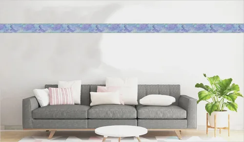 Vista 4 de Dundee Deco Papel tapiz para despegar y pegar, DDAZBD9381, diseño abstracto, color azul y morado, diseño retro, 15 pies x 7 pulgadas
