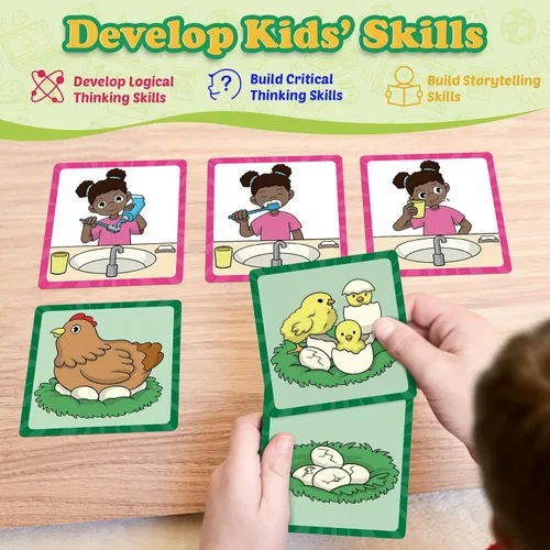 Vista 4 de Kasfalci Tarjetas de secuenciación, juego de secuencia para niños, materiales de terapia del habla para autismo, mejorar la narración de historias