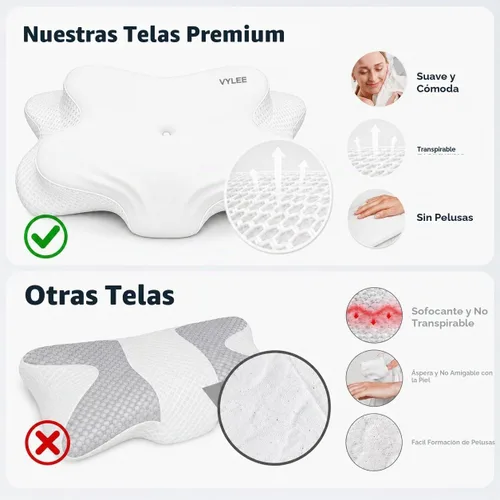 Vista 4 de VYLEE Cervical Neck Pillow, Memory Foam Contour Pillow (White)