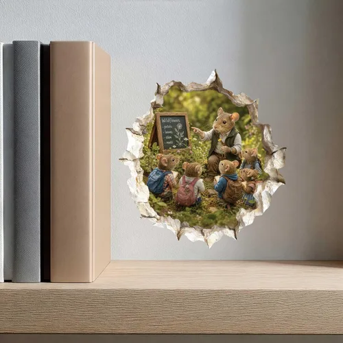 Vista 7 de Adhesivo de pared 3D con agujero de ratón para profesor masculino