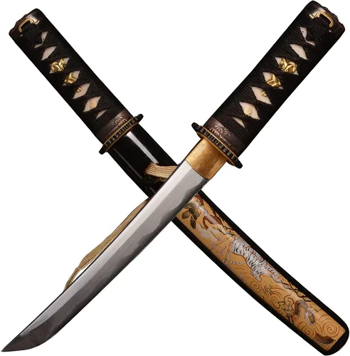Vista 8 de SV Hand Forged Mini Samurai Sword Katana Tanto Japanese Small Samurai Short Sword Full Tang Sharp 16.53 Inch Various Styles Available