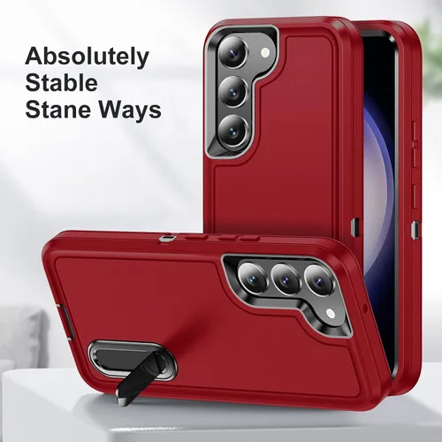Vista 5 de BaHaHoues Funda para Samsung Galaxy S23+ Plus con soporte integrado, a prueba de golpes y caídas de grado militar para Galaxy S23 Plus (rojo/negro)
