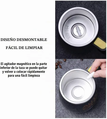 Vista 2 de CuteInnovation - Taza recargable autoagitable, magnética, eléctrica, de acero inoxidable, para oficina, cocina, viajes, hogar, café, té, chocolate