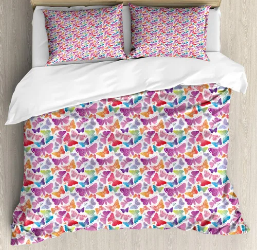 Vista 11 de Ambesonne Juego de funda de edredón con temática de San Valentín, con texto en inglés "Your Hugs with Hugging Arctic Polar Animals Romance", juego