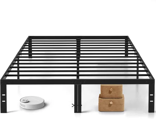 Vista 10 de Marco de cama de tamaño matrimonial, plataforma de metal de 14 pulgadas con Negro