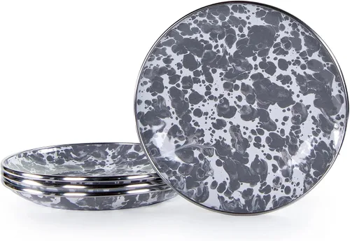 Vista 10 de Golden Rabbit Enamelware - Platos para aperitivos, 6 pulgadas, remolino negro, juego de 4 Juego de 4 platos, 6 pulgadas