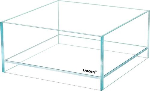 Vista 2 de LANDEN - Tanque de aire de vidrio para acuario multi-escena, tanque poco profundo de 1.6 galones sin montura de bajo contenido de hierro, 10.63