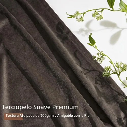 Vista 3 de Cortinas opacas de terciopelo gris pardo de 96 pulgadas de largo, para sala de estar y dormitorio, modernas, elegantes y de lujo, bloqueo de luz