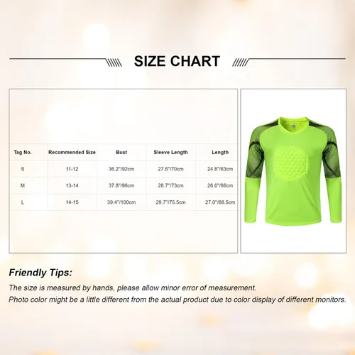 Vista 7 de TiaoBug Camiseta de portero de gladiador para niños, camiseta de portero acolchada para fútbol, uniformes de entrenamiento de equipo deportivo