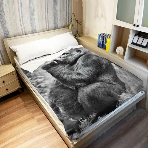 Vista 2 de Gorilla - Manta de forro polar de orangután con diseño de animales divertidos para sofá y cama, 40 x 50 pulgadas