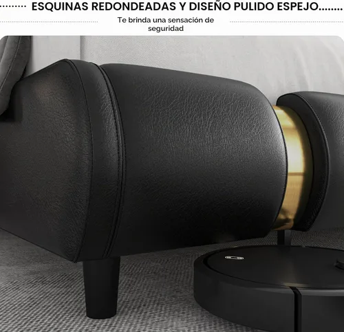 Vista 6 de TTVIEW Moderna base de cama tapizada de piel sintética con decoración de metal de hierro dorado, cabecera curvada ajustable, soporte de listones