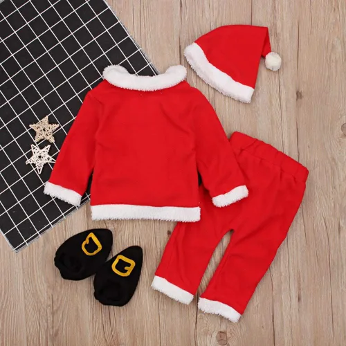Vista 4 de ggudd Conjunto de 4 piezas de ropa de Papá Noel para bebés y niños