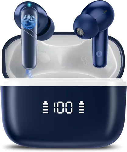 Vista 9 de Auriculares inalámbricos, auriculares Bluetooth 5.4 de 48 horas de reproducción, auriculares Bluetooth estéreo con pantalla LED, llamada clara, IPX7