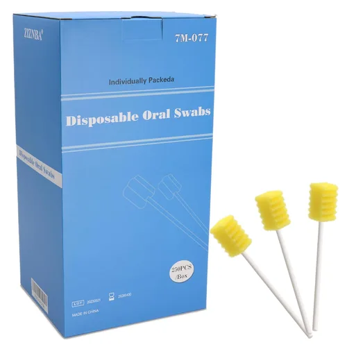 Vista 6 de Paquete de 100 hisopos orales desechables, hisopos dentales estériles sin sabor Hisopos Orales Desechables para Limpieza Boca y Encías - Amarillo