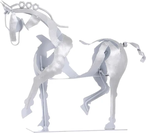 Vista 2 de SunBlogs Art Estatua de caballo hecha a mano, decoración rústica única para oficina y hogar, escultura de metal 100% pintada a mano, regalo perfecto