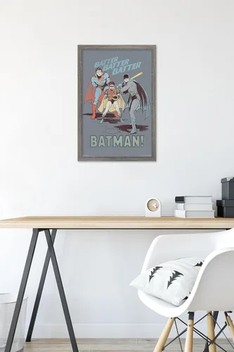 Vista 6 de Trends International DC Comics - Póster de Batman - Robin - Superman - Batter Wall Poster, 14.725 x 22.375 pulgadas, versión enmarcada de madera