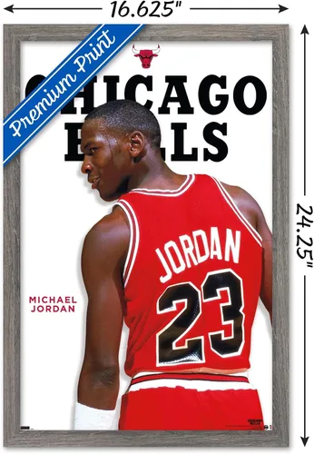 Vista 3 de Trends International Michael Jordan - Póster de pared de la serie de características, 22.4 pulgadas de largo x 14.7 pulgadas, versión enmarcada