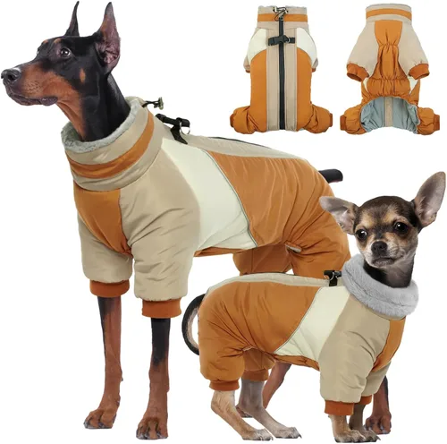 Vista 9 de Kuoser Abrigo de invierno para perro, chaqueta cálida impermeable, suave forro polar acolchado Ropa para perros con cremallera trasera fácil