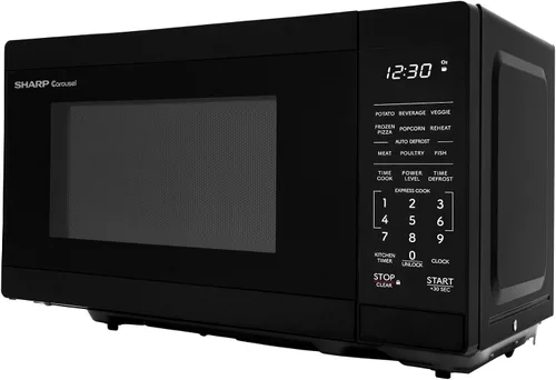 Vista 11 de SHARP Horno microondas compacto de encimera con plato giratorio de carrusel extraíble de 10 pulgadas, 700 vatios, 0.7 pies cúbicos, negro
