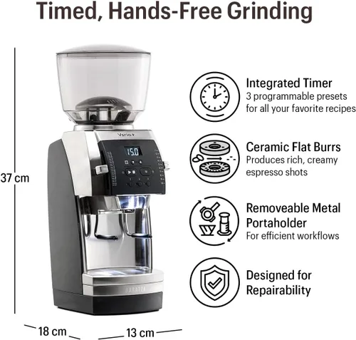 Vista 3 de Baratza Vario+ - Molinillo de fresas de cerámica plano (negro)