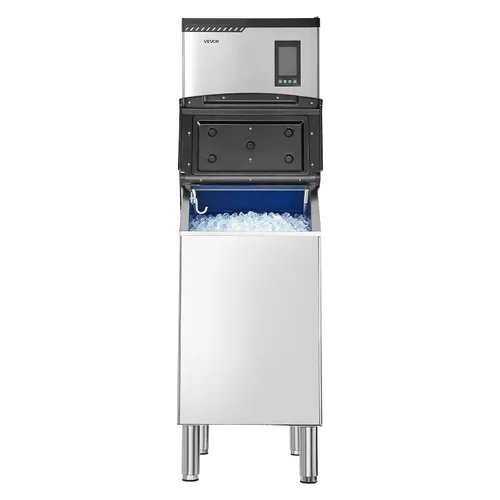 Vista 11 de VEVOR Máquina comercial para hacer hielo, máquina de hacer hielo de 300 libras/24 horas, máquina de hielo con contenedor de almacenamiento de acero