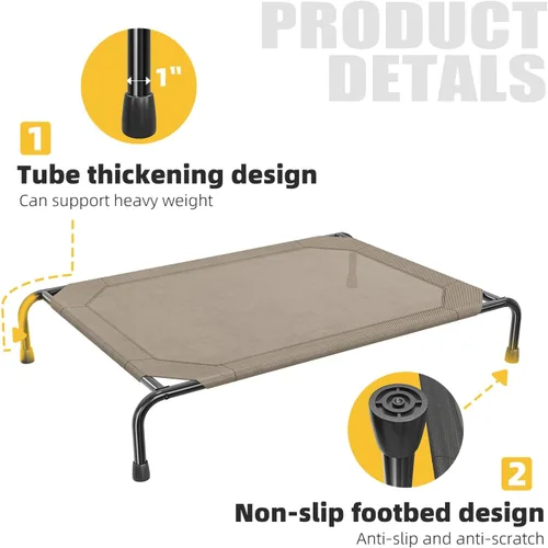 Vista 4 de Simple Trending - Cama elevada para perros para perros de tamaño grande, cuna elevada para mascotas al aire libre con cama de hamaca para mascotas