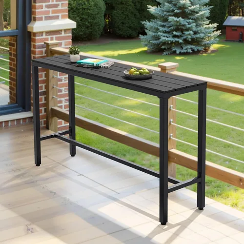 Vista 2 de Crestlive Products Mesa de bar al aire libre, mesa rectangular de 55 pulgadas de altura para mostrador de patio, mesa de pub alta con parte superior
