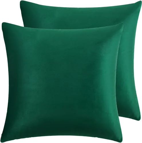 Vista 18 de RainRoad Fundas de Almohadas Decorativas Negras Juego de 2 de Terciopelo Suave 18x18 Pulgadas para Sofá Cama (Negro, 18" x 18"(Paquete de 2))