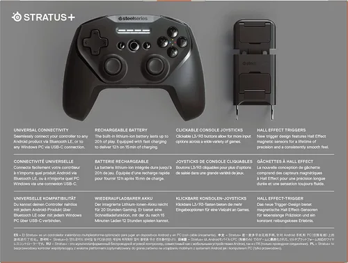Vista 10 de SteelSeries Stratus+ Bluetooth Gaming Controller para Android y Windows - Móvil - Sensores de efecto Hall - Clickable L3R3