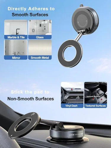 Vista 4 de Soporte Magnético para Teléfono para Coche [Sución Más Fuerte de 120+ LB & Magnetismo Más Fuerte de 2800gf] Soporte de Teléfono para Coche Ajustable