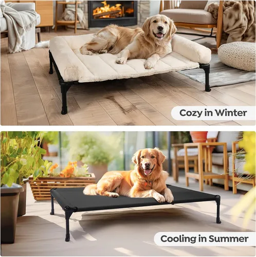 Vista 5 de Veehoo - Camas elevadas para perros de tamaño mediano con cojín de felpa esponjosa Orthopedic Raised Dog Beds for Indoor Outdoor, Soft Pet Sofa