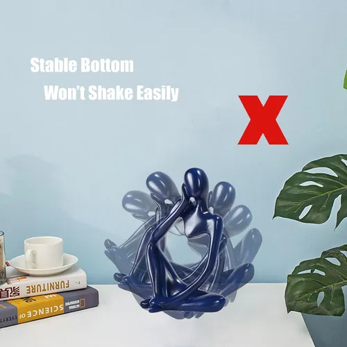 Vista 4 de Decoración de baño azul de 3 piezas pequeñas decoraciones para estantes, estatuas de pensador de resina, esculturas, decoración del hogar