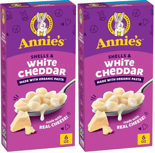 Vista 24 de Conchas de Annie's y Cheddar Añejo Real, hecho con pasta orgánica y queso real, 6 onzas