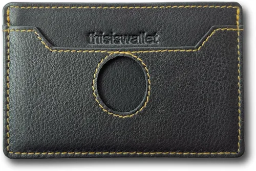 Vista 2 de Cartera minimalista, Negro -, Mini billetera de 2 tarjetas (dorada, Napa)