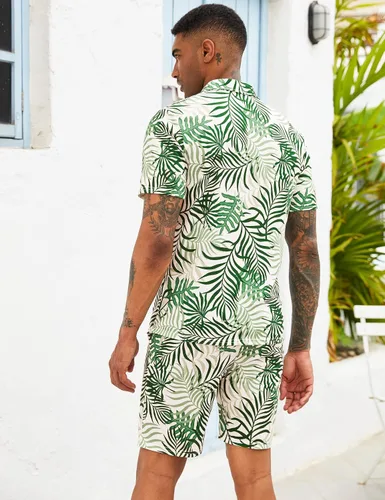 Vista 3 de Daupanzees Conjunto de camisa de 2 piezas para hombre, conjunto casual de manga corta para verano