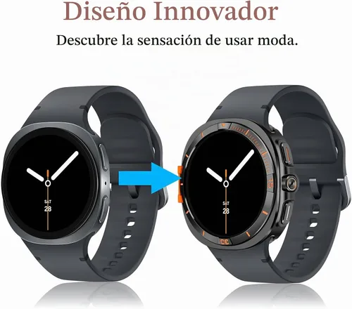 Vista 2 de Amizee Funda de metal compatible con Samsung Galaxy Watch 8 de 1.732 pulgadas con cubierta trasera, funda protectora resistente para Galaxy Watch 8