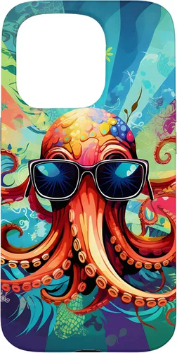 Vista 14 de iPhone 11 Pro That's One Cool Pultopus Pulpo colorido con funda para gafas de sol