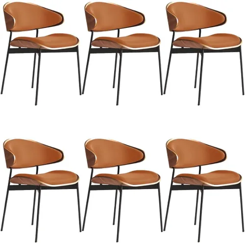Vista 12 de YVYKFZD Juego de sillas de comedor de mediados de siglo, silla de comedor con respaldo curvado y patas de metal, sillas de cocina tapizadas de Negro
