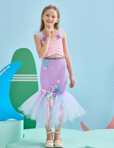 Vista 3 de Tutu Dreams Vestido de sirena para niñas, cumpleaños, fiesta de Halloween, ropa, regalos