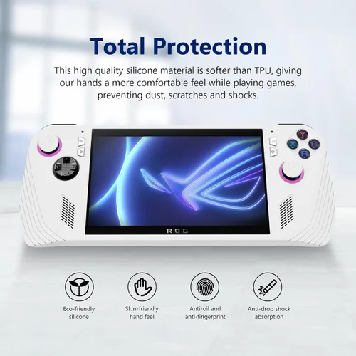 Vista 2 de Funda protectora de silicona para consola de juegos ASUS ROG Ally 2023 a prueba de caídas para ASUS Rog Ally 2023 Funda de mano (blanco)