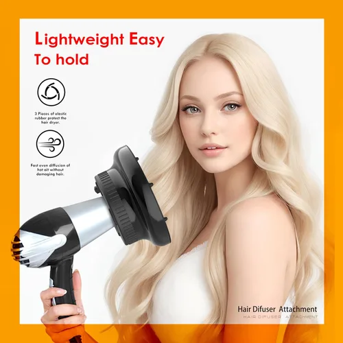 Vista 2 de BLOLYO - Difusor universal para secador de pelo, accesorio de boquilla ajustable de 1.5 a 2.36 pulgadas para cabello rizado y ondulado natural, Negro