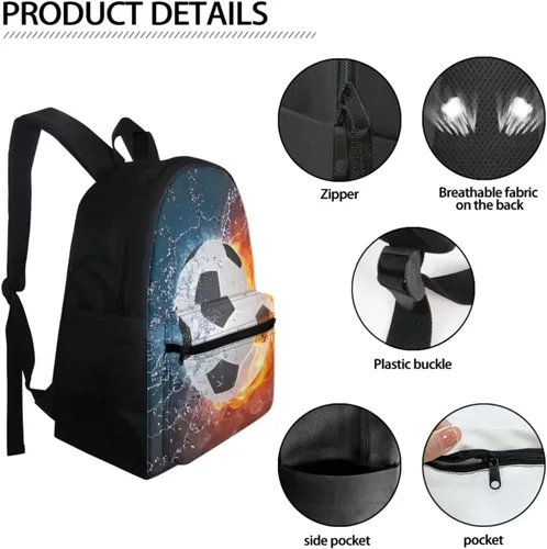 Vista 213 de FOR U DESIGNS Fuego baloncesto impreso niños escuela mochilas viaje mochila libro bolsa