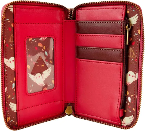 Vista 3 de Loungefly Harry Potter Hogwarts Otoño Cremallera Alrededor Cartera Carteras de Harry Potter, Rojo -, Cartera