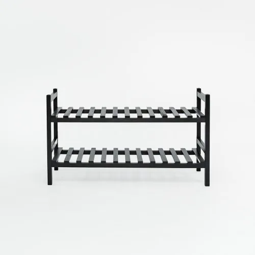 Vista 6 de PJ Wood Organizador apilable de madera para almacenamiento de armarios, estantes de entrada, armario escalonado para zapatos, capacidad de 6 pares
