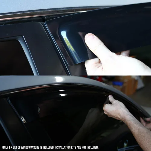 Vista 6 de DNA MOTORING WVS-T2-0153 Deflector de ventana de ventilación deflector de lluvia y sol, humo oscuro, 4 piezas