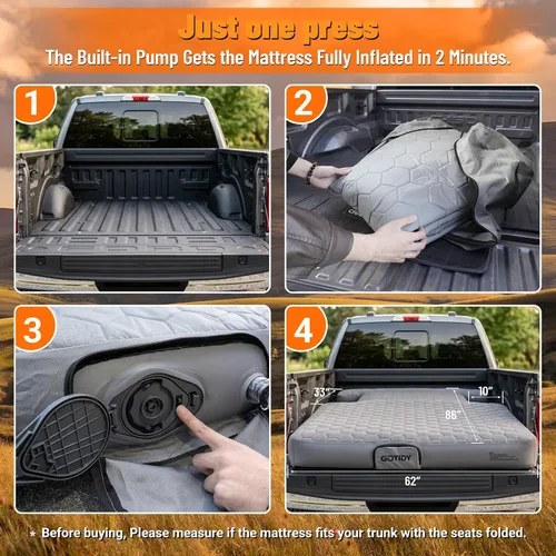 Vista 8 de Colchón de cama de camión de 5.5 a 5.8 pies para camioneta de tamaño completo, carcasa extensible extra resistente y cómoda, colchón de aire