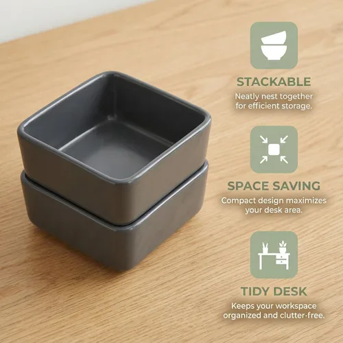 Vista 8 de Organizador de clips de papel de cerámica, dispensador cuadrado para escritorio, soporte de clip de carpeta y soporte para pasador Bobby, regalo