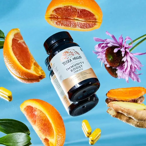 Vista 8 de TERRA ORIGIN Tabletas de refuerzo de la inmunidad Suplemento de apoyo inmunológico 9 en 1 para adultos con vitamina C antioxidante 30